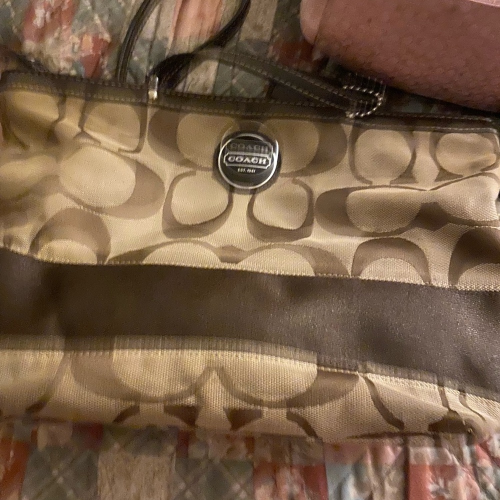 Coach Tan and Brown Signature Tote